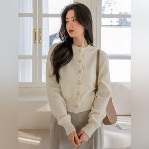 Solid Botton Front Cardigan